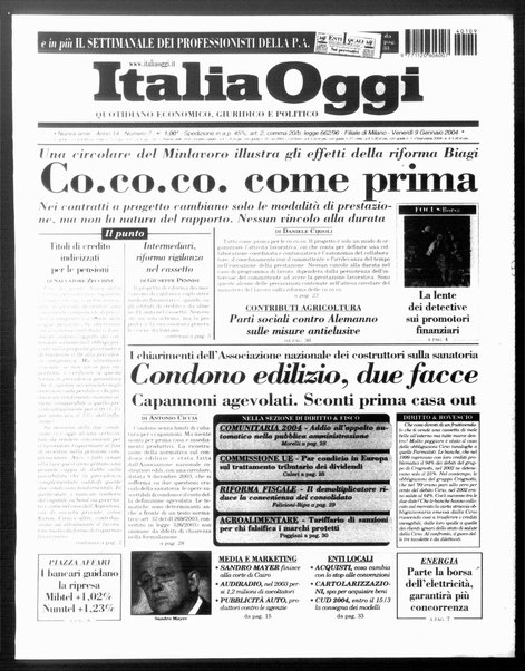 Italia oggi : quotidiano di economia finanza e politica